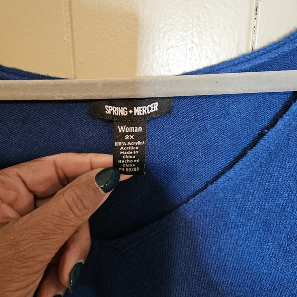 Spring & Mercer Royal Blue Knit Sweater | Women’s 2X Soft Cozy Pullover, Vibrant - Picture 2 of 4